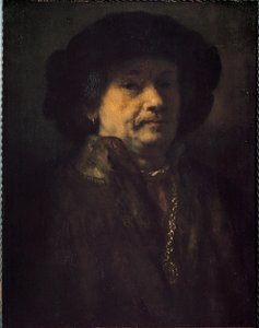 Zelfportret met oorbel en gouden ketting door Rembrandt van Rijn