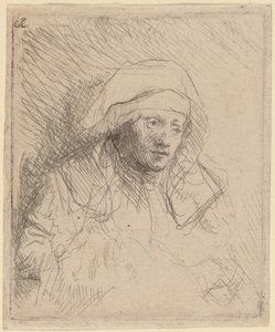 Zieke vrouw met een grote witte hoofddoek (Saskia) door Rembrandt van Rijn