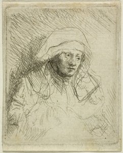 Zieke vrouw met een grote witte hoofddoek (Saskia) door Rembrandt van Rijn
