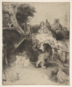 St. Hiëronymus Lezend in een Italiaans Landschap, ca. 1653 door Rembrandt van Rijn
