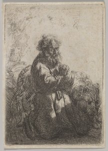 St. Hiëronymus in Gebed, 1635 door Rembrandt van Rijn