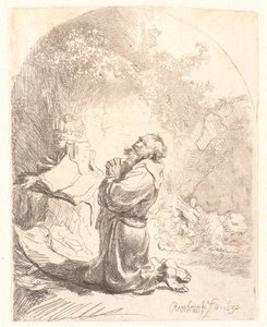 St. Jerome biddend: gebogen prent