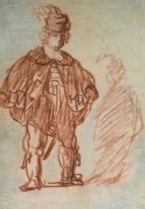 Staande acteur door Rembrandt van Rijn