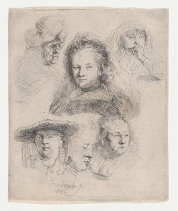 Studies van de Hoofden van Saskia en Anderen, 1636 door Rembrandt van Rijn