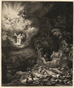 De Engel Verschijnt aan de Herders door Rembrandt van Rijn
