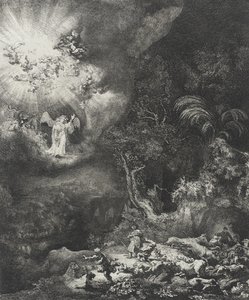 De Engel Verschijnt aan de Herders, 1634 door Rembrandt van Rijn
