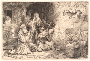 De engel vertrekt uit Tobits familie door Rembrandt van Rijn