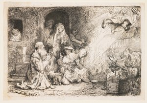 De engel vertrekt uit de familie van Tobias door Rembrandt van Rijn