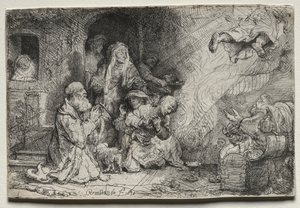 De Engel Vertrekt van de Familie van Tobit door Rembrandt van Rijn