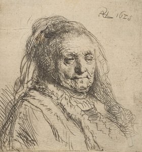 De moeder van de kunstenaar: Hoofd en buste, driekwart rechts, 1628