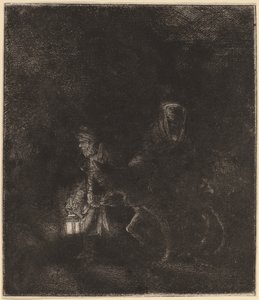 De vlucht naar Egypte: een nachtstuk door Rembrandt van Rijn
