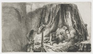 Het Franse bed door Rembrandt van Rijn