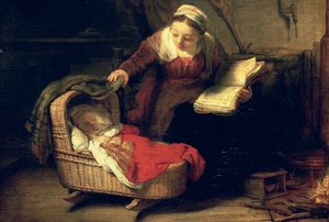 De Heilige Familie, c.1645 (detail) door Rembrandt van Rijn