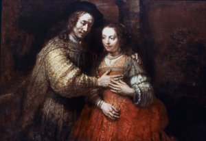 De Joodse bruid, Het liefdespaar, 1667 door Rembrandt van Rijn