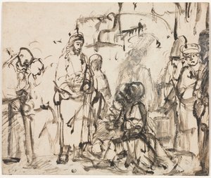 De Ontmoeting van Christus met Martha en Maria na de Dood van Lazarus, ca. 1662-65 door Rembrandt van Rijn