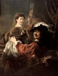 De verloren zoon in de taverne Rembrandt en Saskia, ca. 1635 door Rembrandt van Rijn
