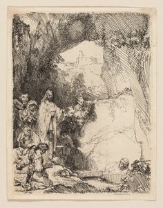 De opwekking van Lazarus: kleine plaat door Rembrandt van Rijn