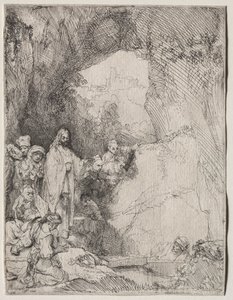De Opwekking van Lazarus: Kleine Plaat door Rembrandt van Rijn