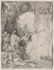De opwekking van Lazarus: Kleine plaat, 1642 door Rembrandt van Rijn