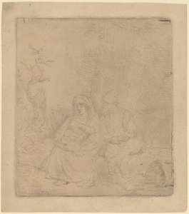 De rust tijdens de vlucht: Licht geëtst, 1645 door Rembrandt van Rijn