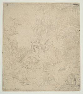 De rust tijdens de vlucht naar Egypte door Rembrandt van Rijn