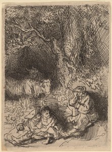 De slapende herder door Rembrandt van Rijn