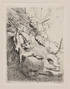 De kleine leeuwenjacht (met één leeuw) door Rembrandt van Rijn