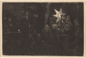 De ster van de koningen: een nachtstuk door Rembrandt van Rijn