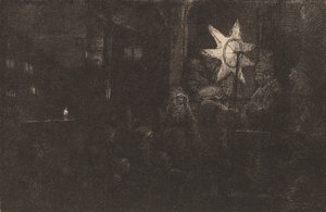 De ster van de koningen: een nachtstuk door Rembrandt van Rijn