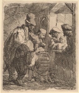 De rondtrekkende muzikanten door Rembrandt van Rijn