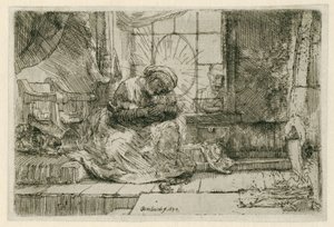 De Maagd en Kind met de kat en de slang door Rembrandt van Rijn
