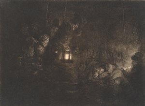 De aanbidding van de herders: een nachtstuk door Rembrandt van Rijn