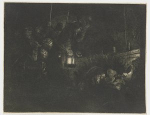 De aanbidding van de herders: een nachtstuk door Rembrandt van Rijn