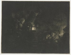 De aanbidding van de herders: een nachtstuk door Rembrandt van Rijn