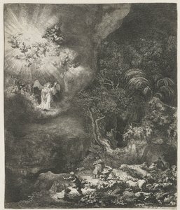 De Engel Verschijnt aan de Herders door Rembrandt van Rijn