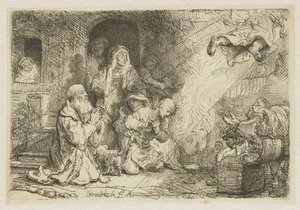 De engel vertrekt uit de familie van Tobias door Rembrandt van Rijn