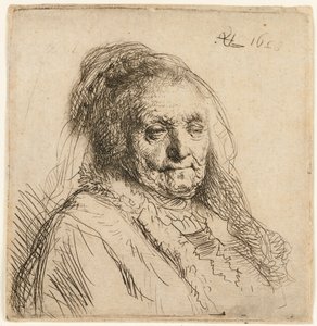 De moeder van de kunstenaar, hoofd en buste door Rembrandt van Rijn