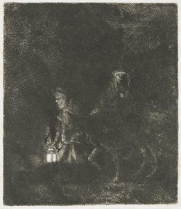 De vlucht naar Egypte: een nachtstuk door Rembrandt van Rijn