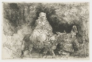 De vlucht naar Egypte over een beek door Rembrandt van Rijn