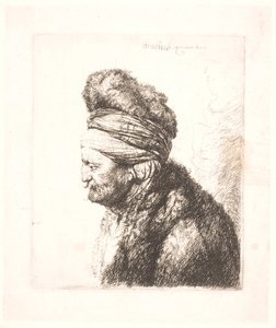 Het tweede oosterse hoofd (Rembrandts vader?) door Rembrandt van Rijn