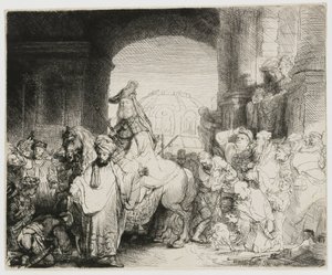 De triomf van Mordechai door Rembrandt van Rijn