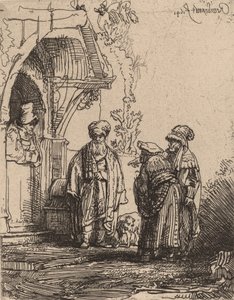 Drie Oosterse Figuren Jacob en Laban, 1641 door Rembrandt van Rijn