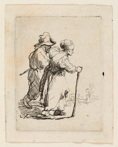 Twee Zwerver, een Man en een Vrouw door Rembrandt van Rijn
