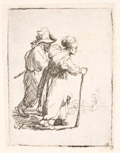 Twee zwervers, een man en een vrouw door Rembrandt van Rijn
