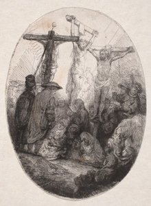 Kruisiging tussen twee misdadigers (ovale plaat)