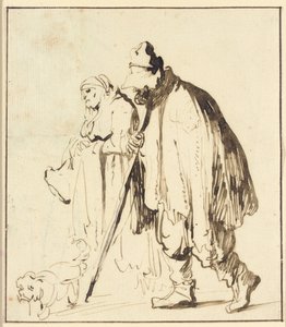 Zwerverpaar met een hond door Rembrandt van Rijn