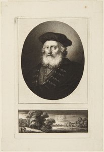 Oude man met toque door Rembrandt van Rijn