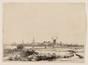 Uitzicht op Amsterdam vanaf de Kadijk door Rembrandt van Rijn