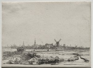 Uitzicht op Amsterdam vanuit het noordwesten door Rembrandt van Rijn