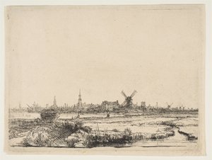 Uitzicht op Amsterdam vanuit het noordwesten, ca. 1640 door Rembrandt van Rijn